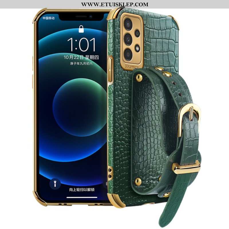 Etui do Samsung Galaxy A13 Styl Krokodyla Z Paskiem Podtrzymującym